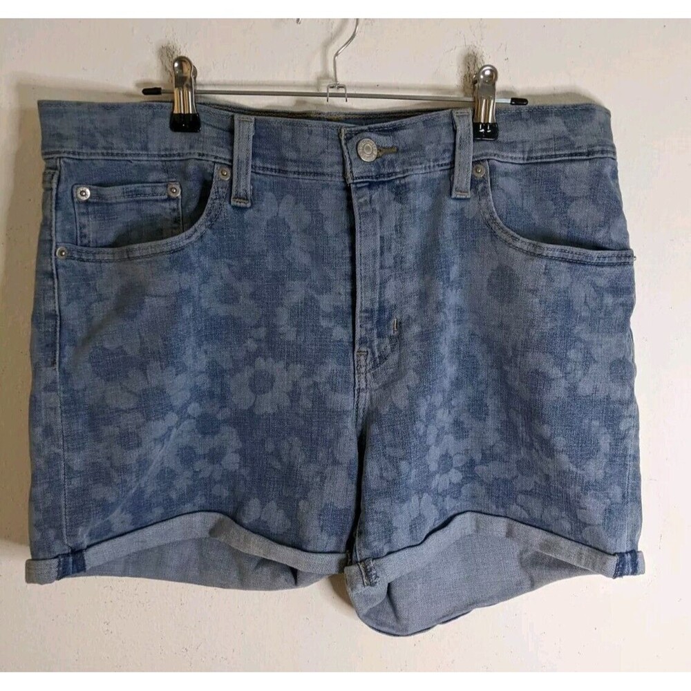 Women's Levi's Shorts Blue Denim Floral Print Size 31x4.5